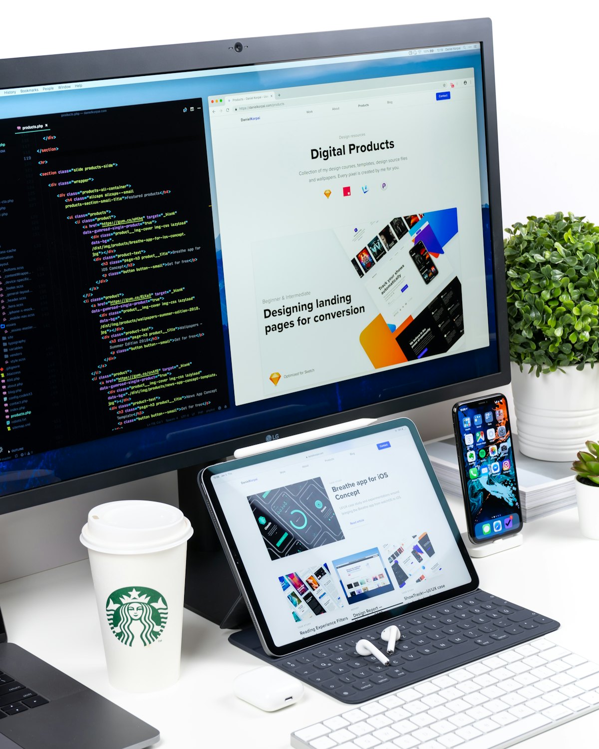 A monitor displaying interface components and screens