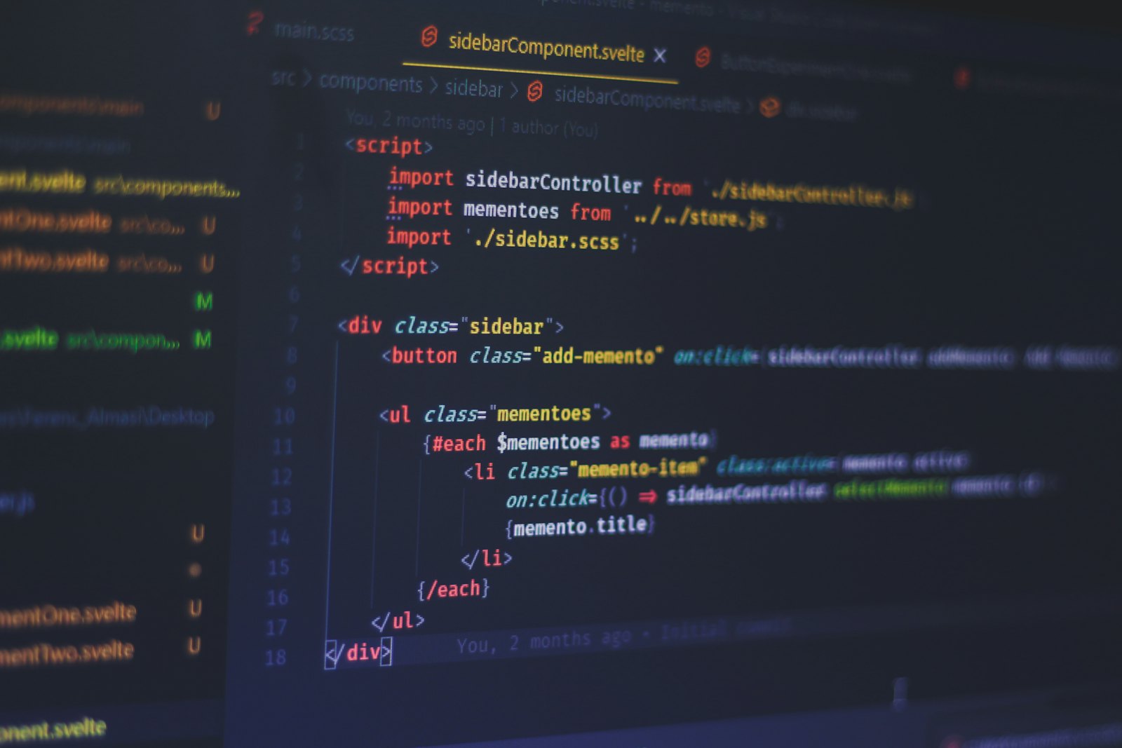 Code on a dark screen in an editor