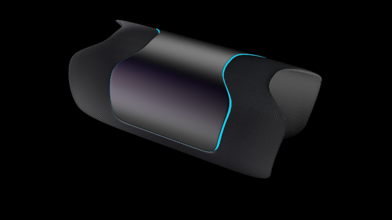 The Fren wristband render, soft textured strap with a single cyan light line