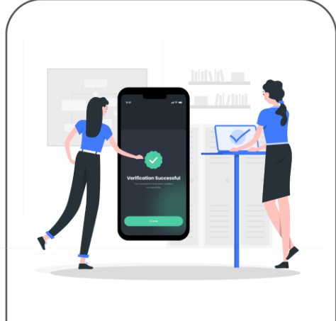 Storyboard frame 6: Verification lands on both screens at once, passenger and officer.