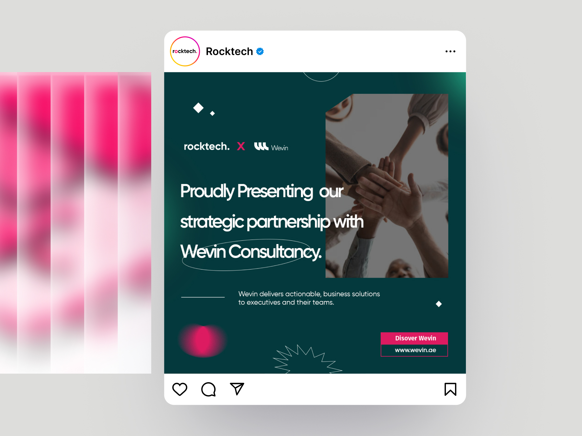 Social post announcing the Rocktech and Wevin Consultancy partnership