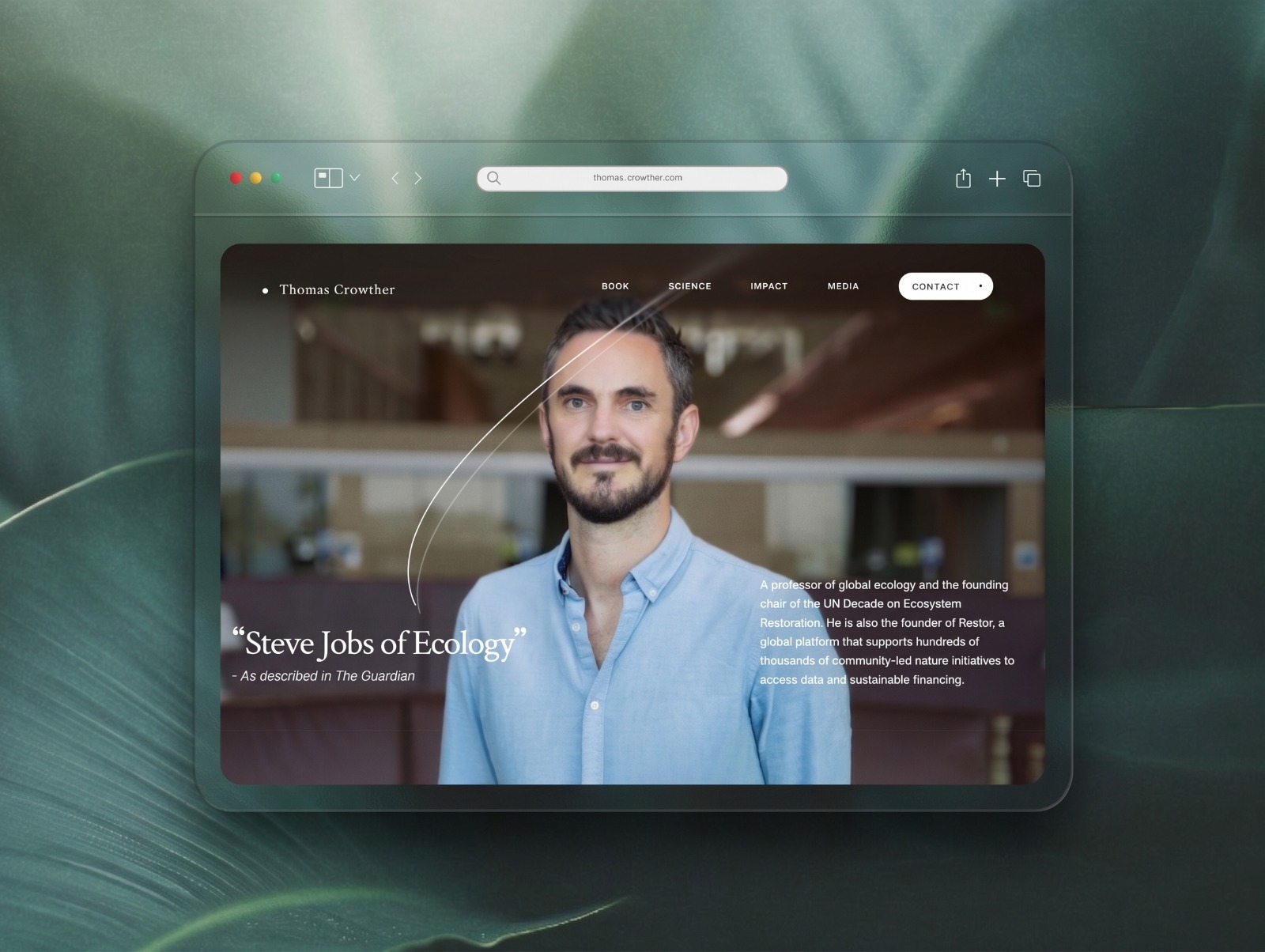 Thomas Crowther homepage in a browser window