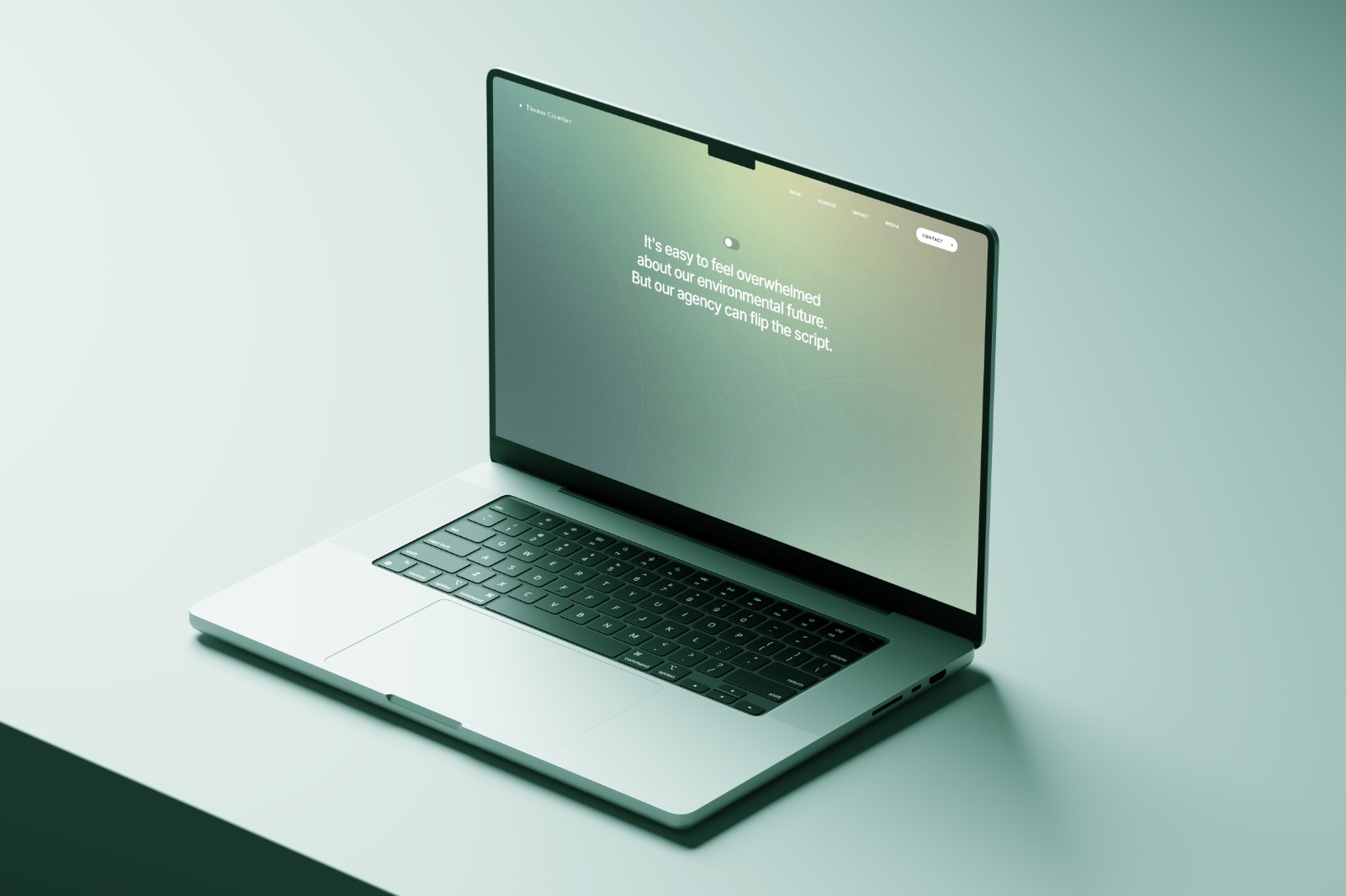 Homepage hero on a laptop